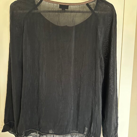 J. JILL Black Sheer Long Sleeve Peasant Top Size M - Picture 3 of 11
